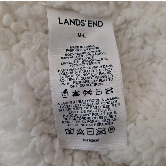 Lands' End Peruvian Trapper Hat Sherpa Fleece Lined Blue Gray Striped Girls M-L - Picture 6 of 7